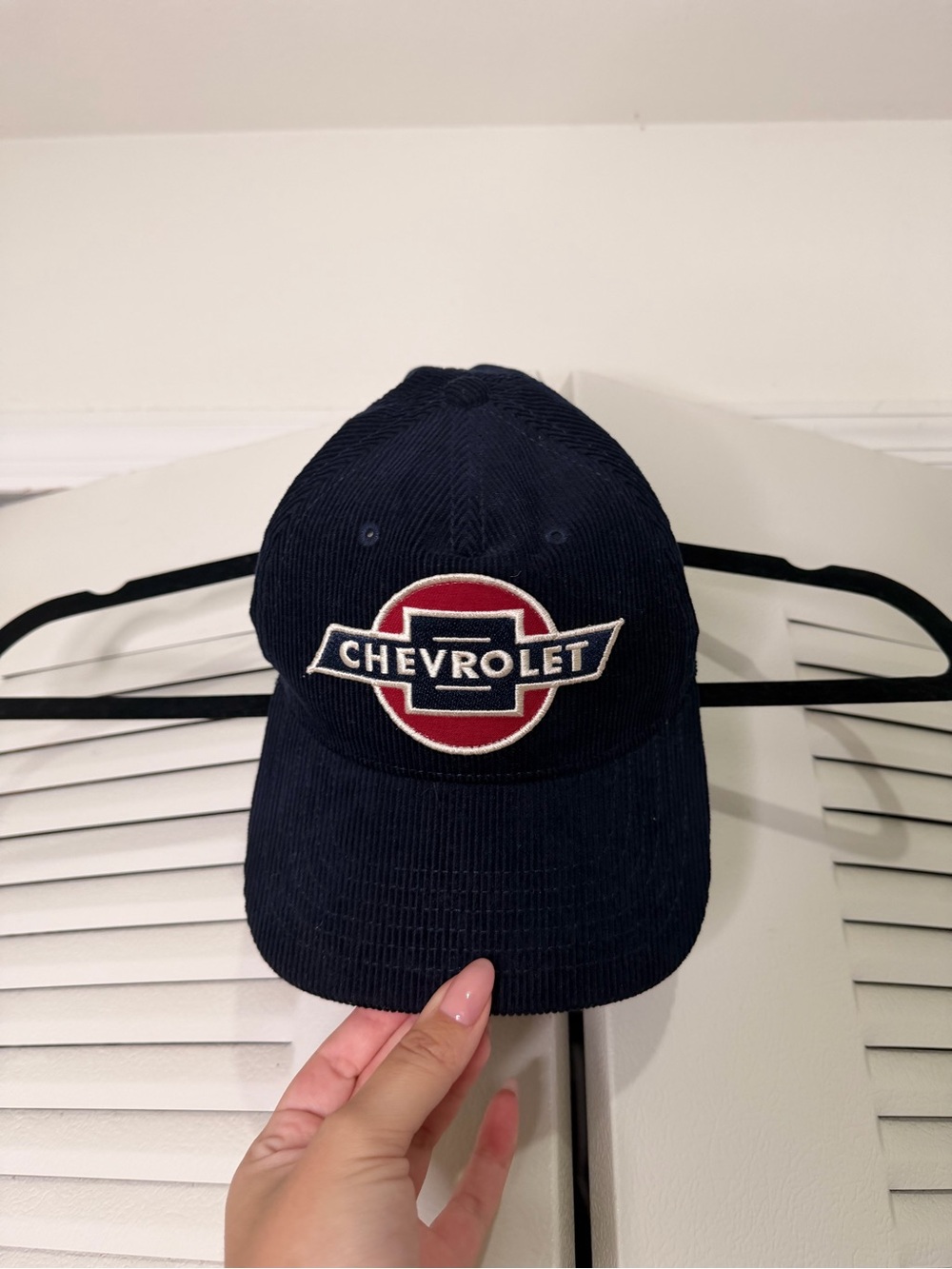 Vintage Chevrolet Logo Corduroy Cap in Navy